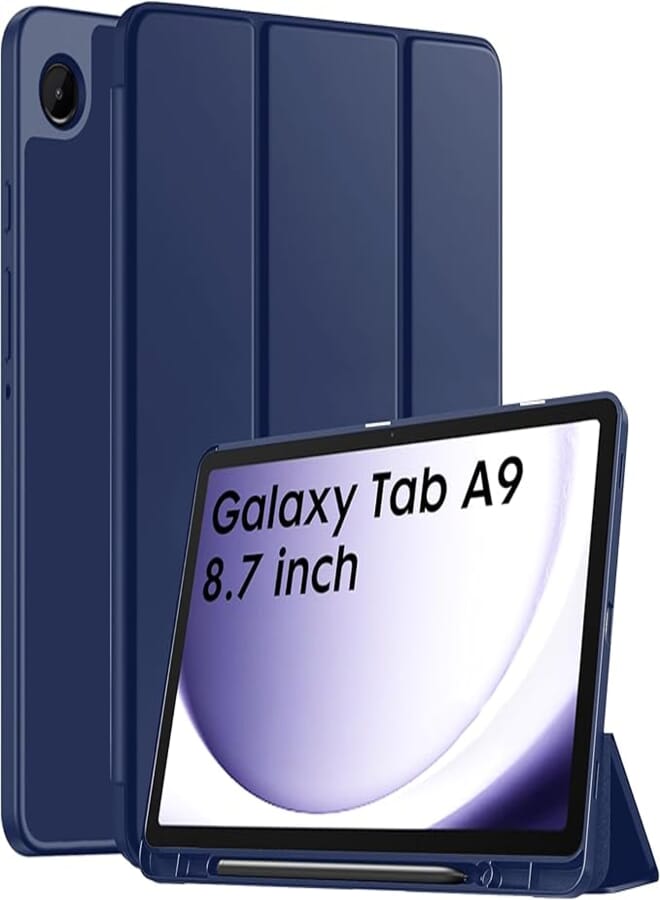 Robustrion Cover for Samsung Galaxy Tab A9 Cover Case 8.7 inch, Flip Cover Case with [Pen Holder] for Samsung Tab A9 Cover/Tab A9 Tablet Cover - Navy
